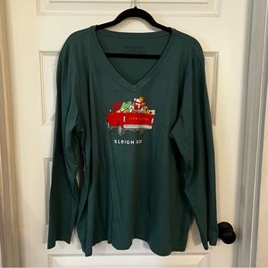Life is Good Long Sleeve Christmas Truck Tee